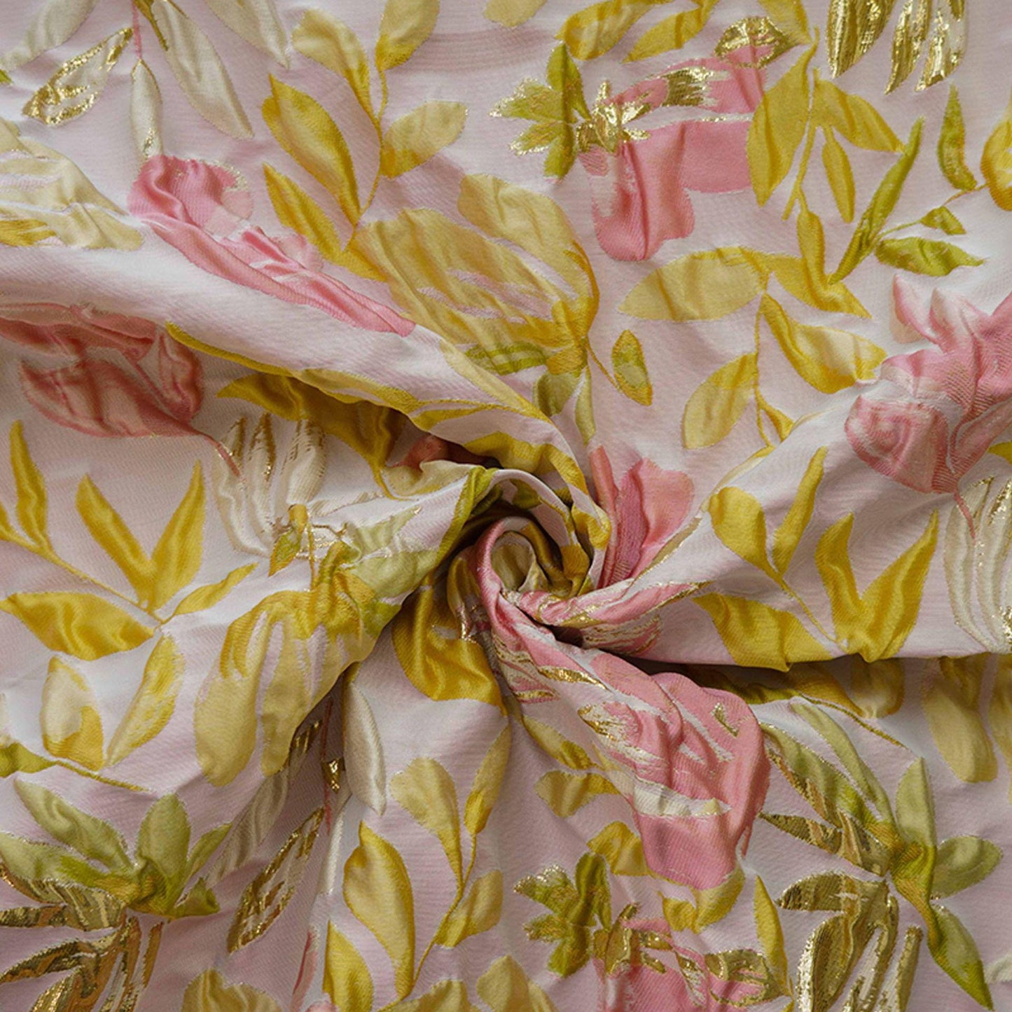 Gold Thread Jacquard Fabric: Retro Palace Style Damask, 53"W By The Meter