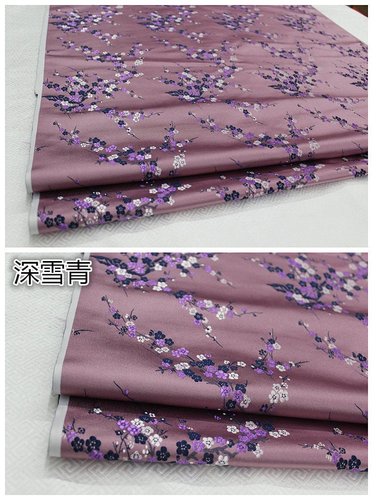 Plum Blossom Silk Brocade Fabric: Multicolored Cheongsam Qipao Material