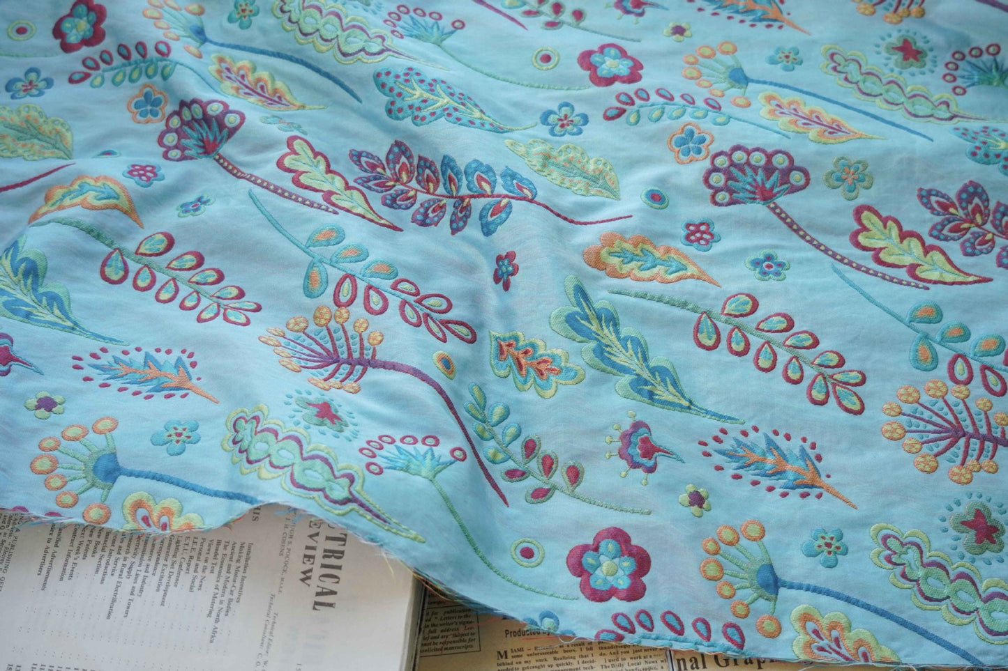 Floral Jacquard Woven Fabric: 3D Embossed Upholstery, Costume, Decor (55"W)