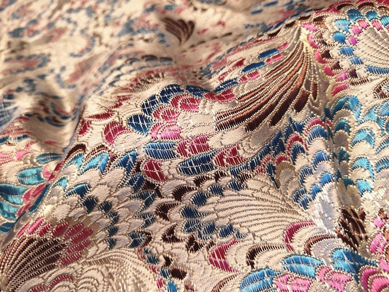 Celosia Silk Brocade Fabric: Cheongsam Qipao Upholstery, 29.5"W