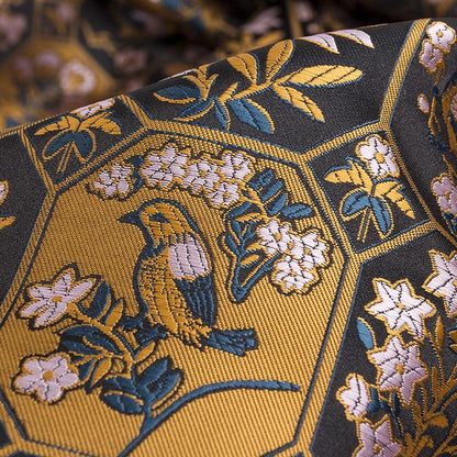 Black Floral Brocade Fabric: Chinese Rayon Blend, 58" Wide
