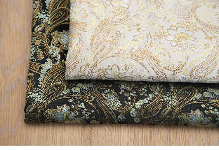 Lotus Flower Silk Brocade Fabric: Colorful Cheongsam Qipao Material, 35"W