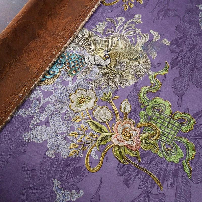 Purple Peacock Tea Silk Satin Fabric - 58"W Upholstery & Costume