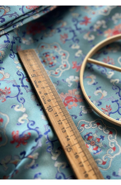 Silk Brocade Fabric: 59"W Floral Sewing Material