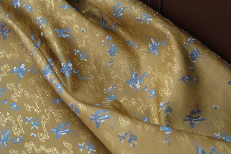 Gold Thread Jacquard Fabric: 3D Oil Painting Texture, 55" Wide