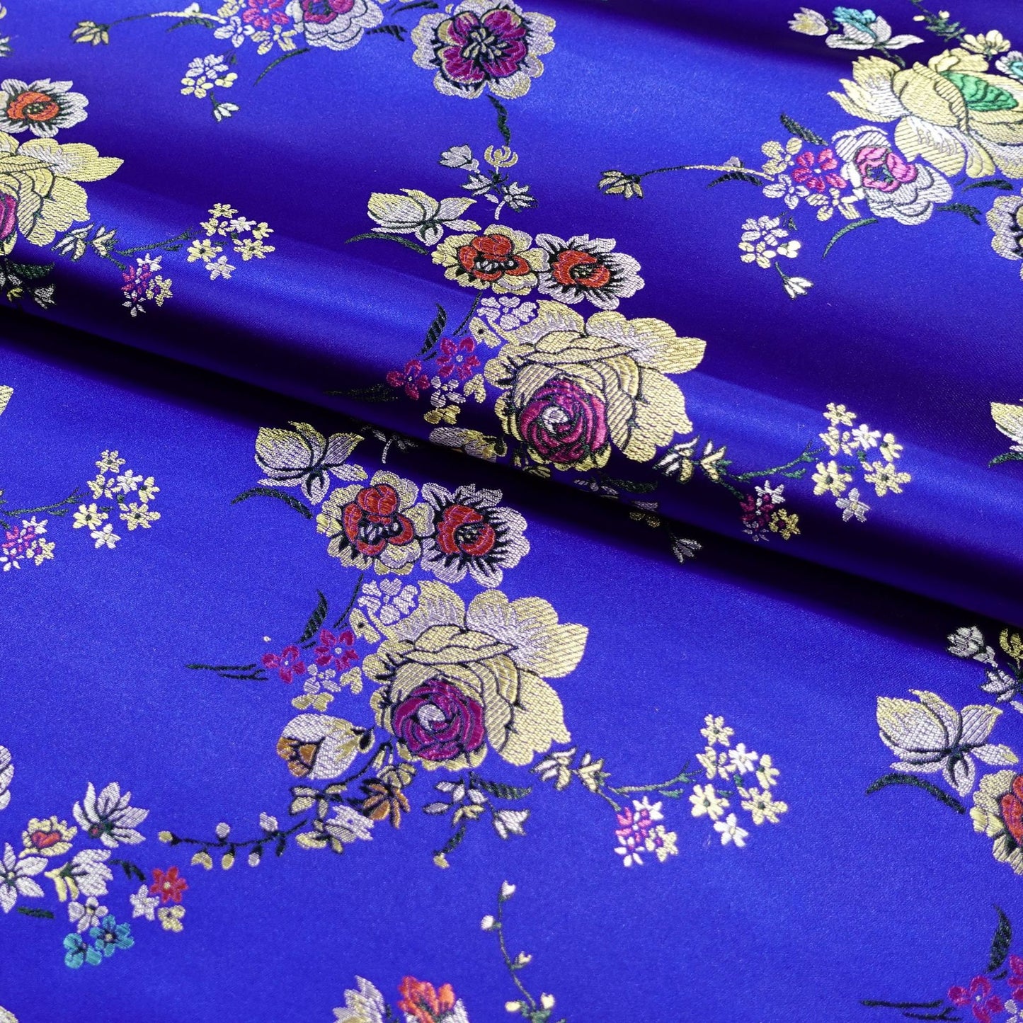 Floral Brocade Fabric: Turquoise Cheongsam Qipao Sewing Material (45"W)
