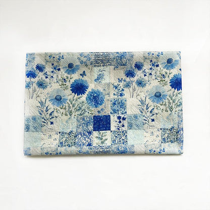 Blue Floral Cotton Fabric: 20s Print, Quilting, Dressmaking - 55" Wide
