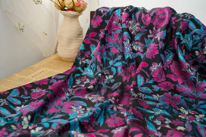 Gold Thread Floral Jacquard Fabric: Vintage Palace Designer Material