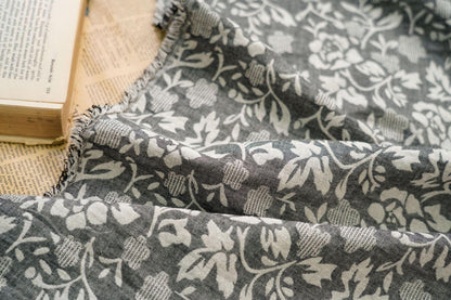Japanese Floral Cotton Fabric: Blue Kimono Dress Sewing Material