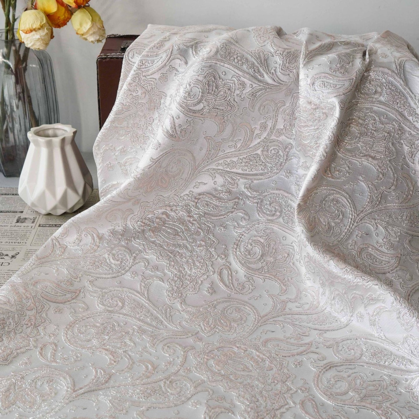 Tissu jacquard cachemire 3D en relief européen - Textile décoratif pour la décoration intérieure - Large