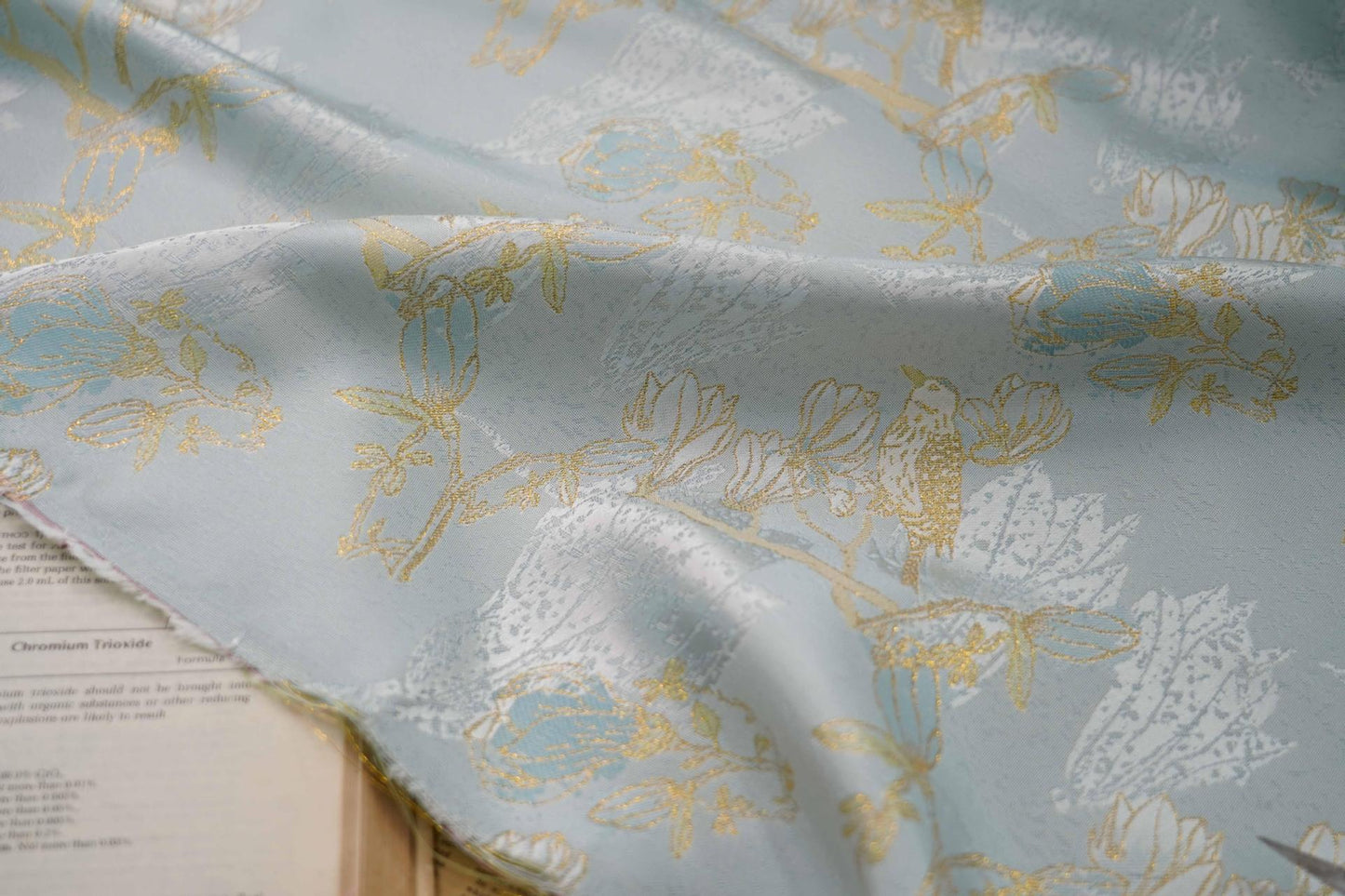 Gold Thread Floral Brocade Fabric: 59"W Jacquard Damask, Costume Decor