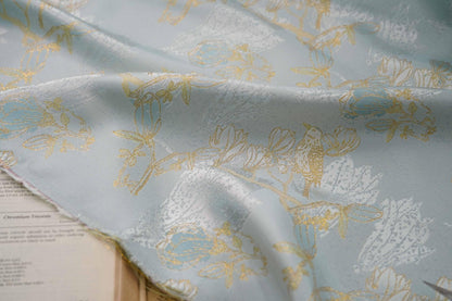 Gold Thread Floral Brocade Fabric: 59"W Jacquard Damask, Costume Decor