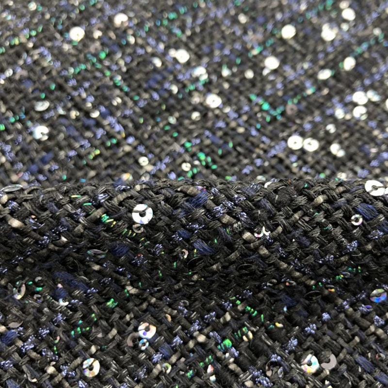 Sequin Tweed Fabric: Coarse Woven Sparkle Material - 59"W