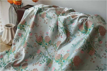 Floral Brocade Jacquard Fabric: Retro Palace Style Gold Thread (By The Meter)