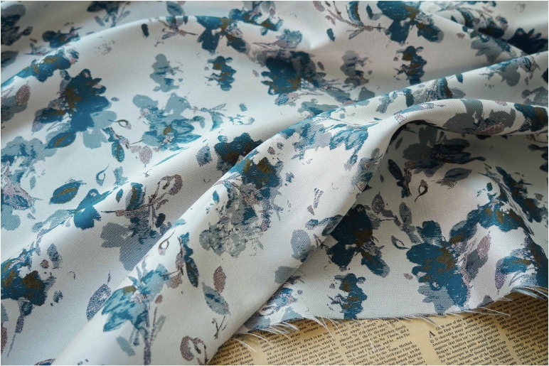 Tissu jacquard à motif floral : 168 cm de large, style Splash Ink, pour l’ameublement et la couture