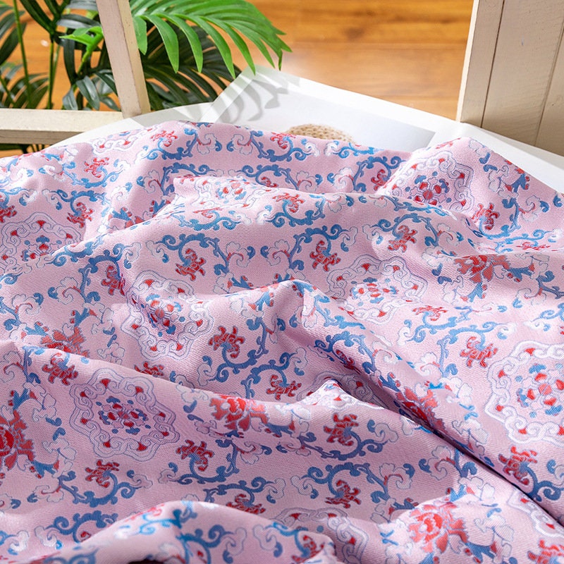 Silk Brocade Fabric: 59"W Floral Sewing Material