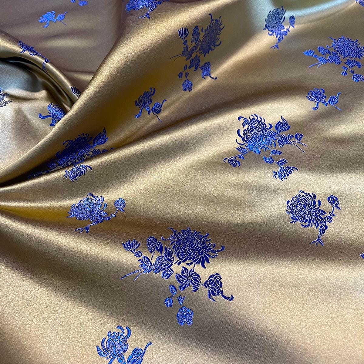 Brocart de soie damassé : 150 cm de large, tissu chinois pivoine - Vendu au mètre