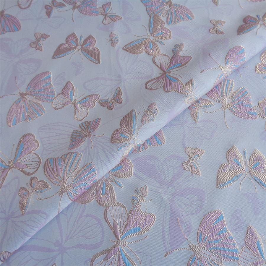 Butterfly Jacquard Fabric with Gold Thread: 58" Wide, By The Meter
