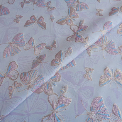 Butterfly Jacquard Fabric with Gold Thread: 58" Wide, By The Meter