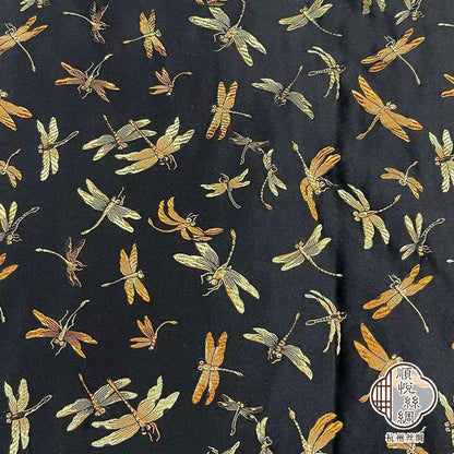 Dragonfly Silk Brocade Fabric: Natural Mulberry Damask (29.5"W)