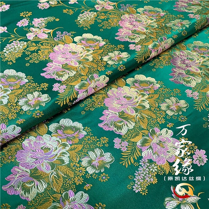 Peony Silk Brocade Fabric: Jacquard Mulberry Damask (29.5"W)