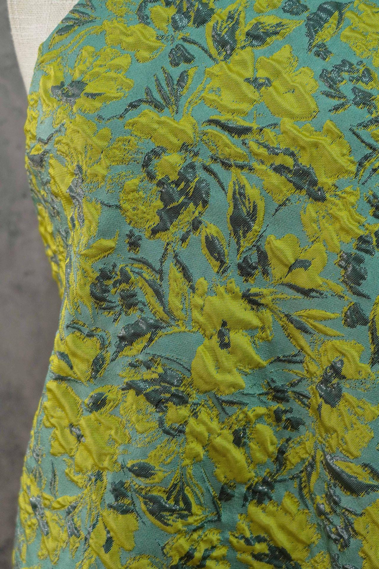Embossed Floral Jacquard Fabric ��� Gold & Silver Threa" Wide