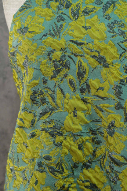 Embossed Floral Jacquard Fabric ��� Gold & Silver Threa" Wide