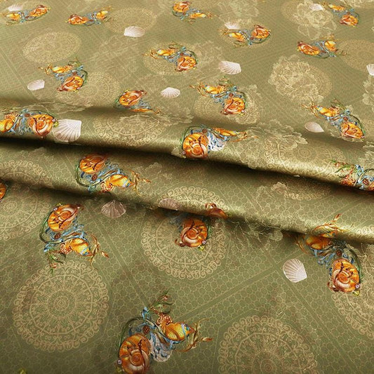 Tissu satiné en soie couleur thé : Rayonne imprimée numériquement, largeur 150 cm (59 po), ameublement et costumes