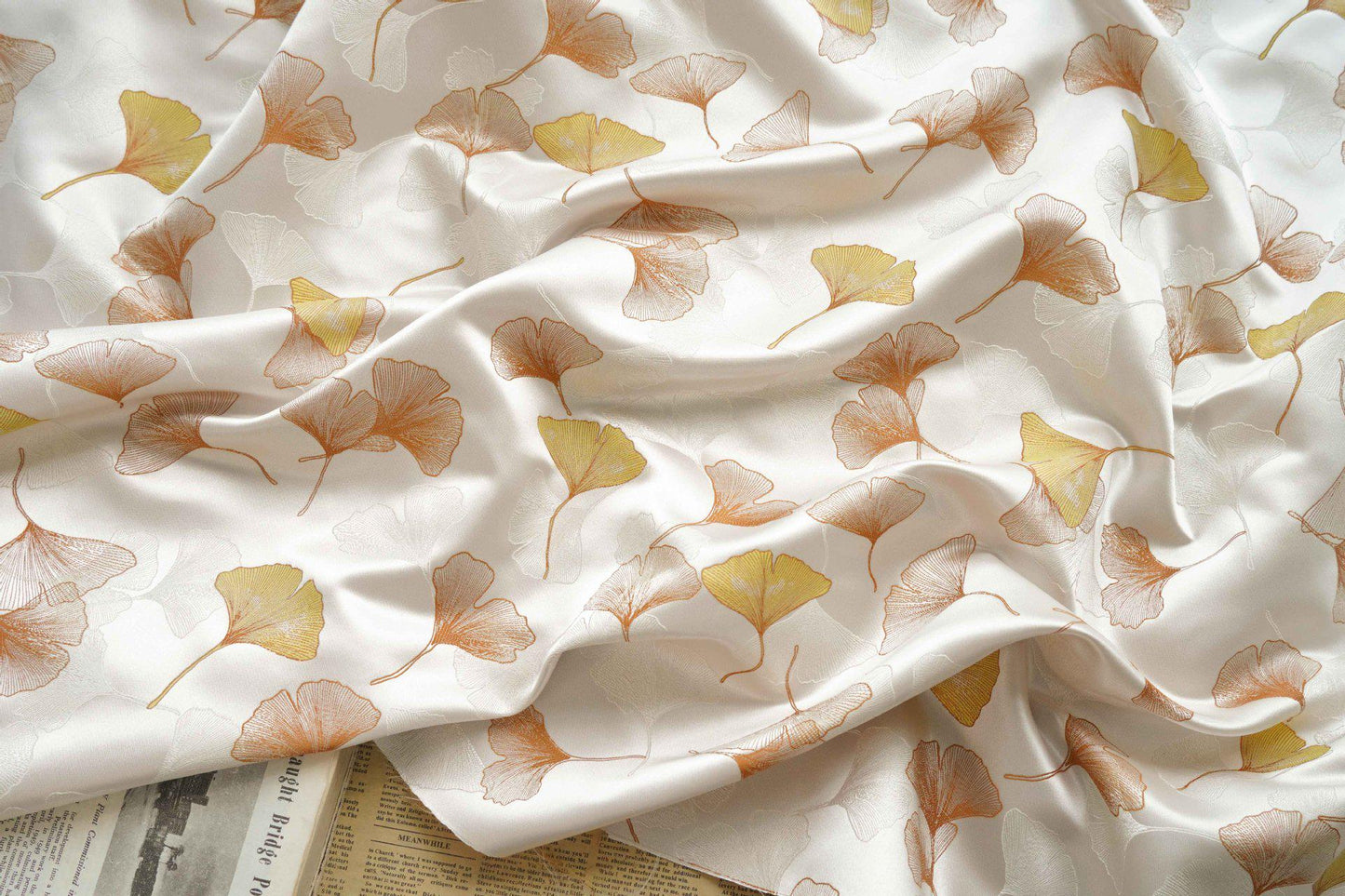 Ginkgo Leaf Jacquard Fabric: Soft Polyester Upholstery & Costume DIY