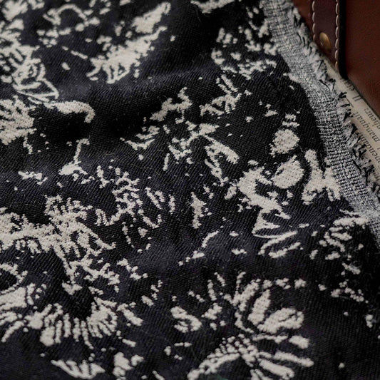 Tissu jacquard matelassé à motifs abstraits vintage à l'encre - Revêtement texturé pour meubles, sacs, canapés, loisirs créatifs - Large