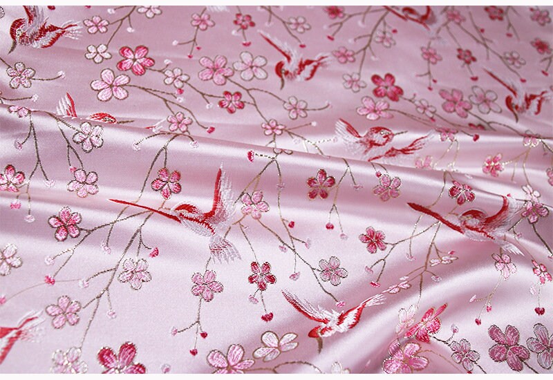 Bird Jacquard Brocade Fabric: 57"W Silk Rayon Damask