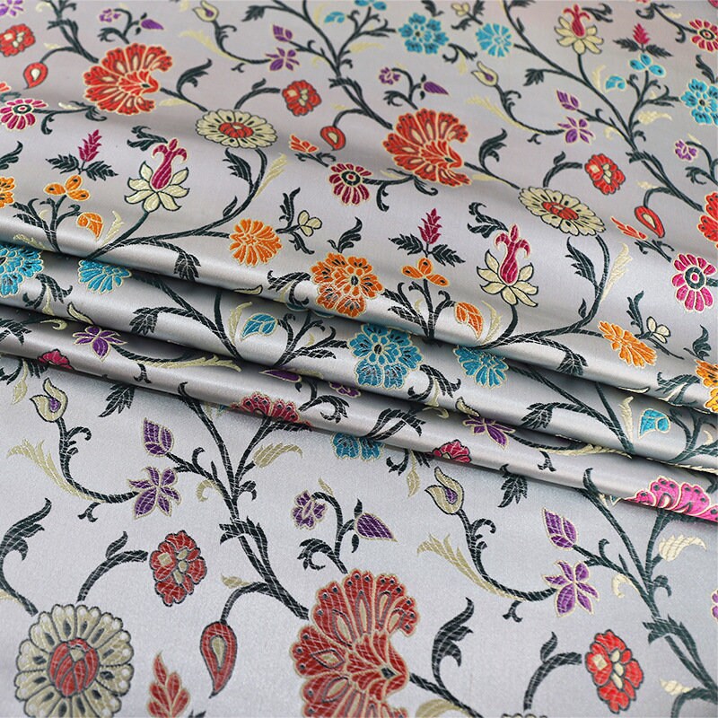 Floral Brocade Fabric: 29.5"W Rayon Blend for Sewing & Upholstery