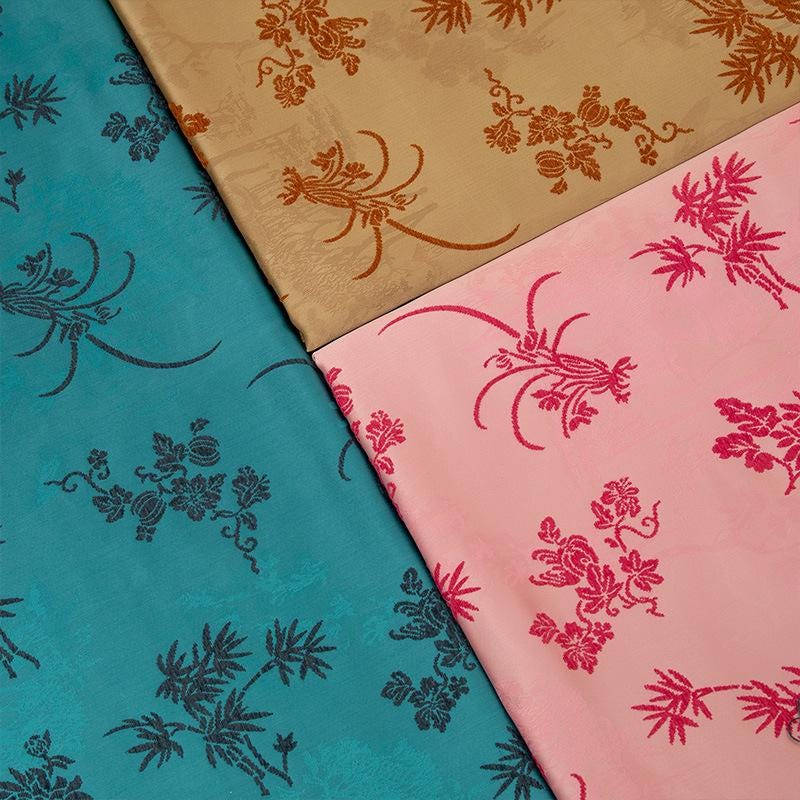 Jacquard Velvet Satin Fabric: Japanese Wedding Drapery, 58"W - By The Meter