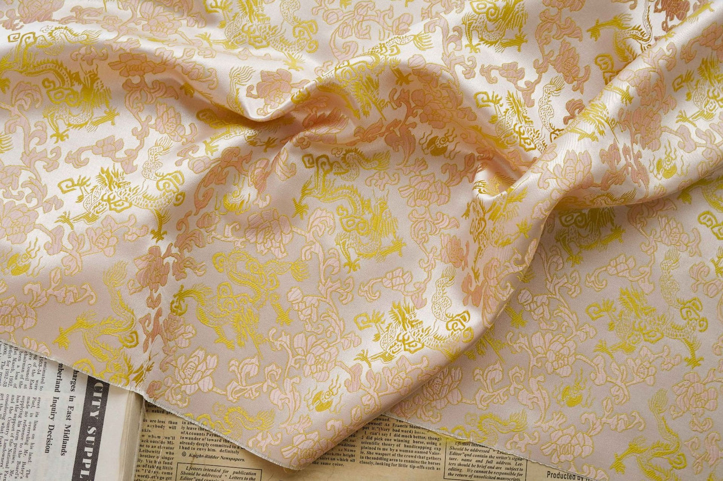 Flying Dragon Brocade Fabric: 59"W Rayon Chinese Robe Material