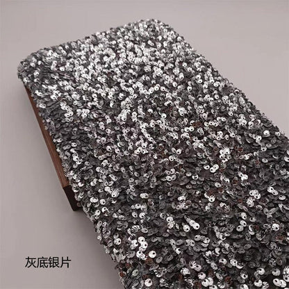 Iridescent Sequin Fabric: 3D Embroidery Shell Flannelette, 49" Wide