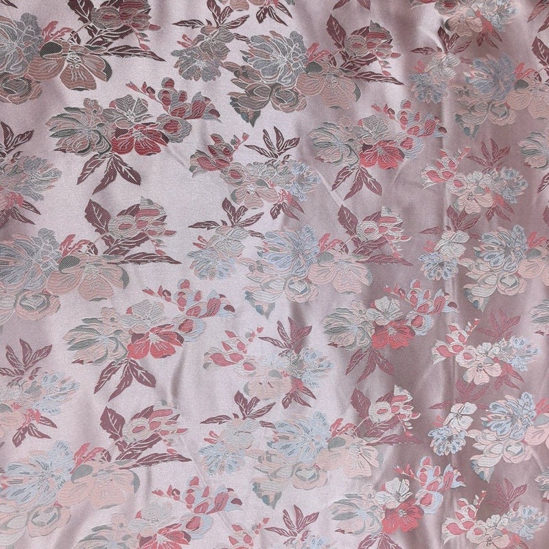Hibiscus Damask Brocade Fabric: 59"W Rayon Asian Fabric