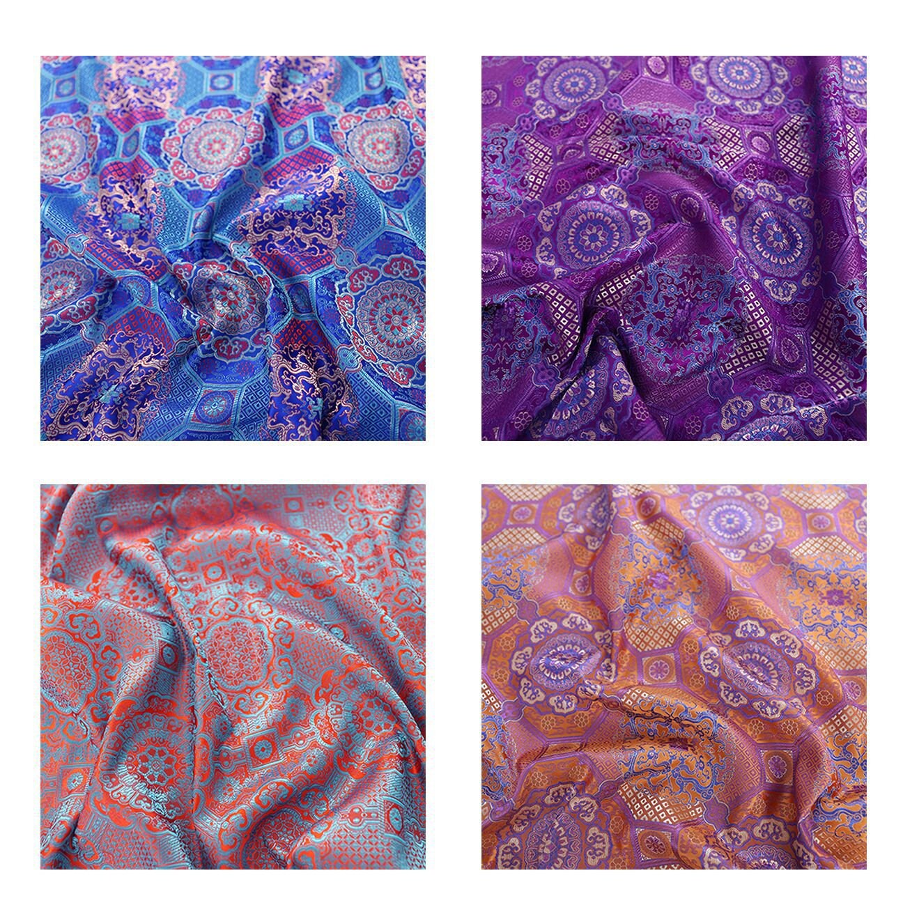 Tissu brocart Thangka de bon augure : Robes tibétaines de 57 pouces de large, sanctuaires
