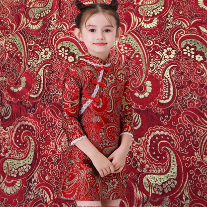 Gold Brocade Fabric: Yarn-Dyed Jacquard, 57" Wide - By The Meter