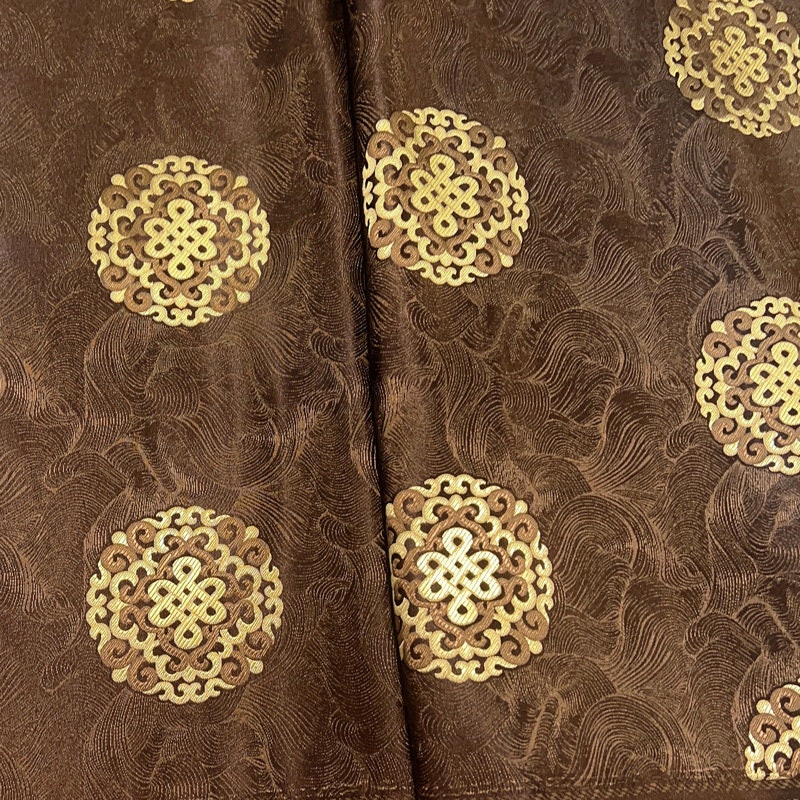 Auspicious Chinese Knot Brocade Fabric: Rayon Satin for Hanfu & Quilting (29.5"W)