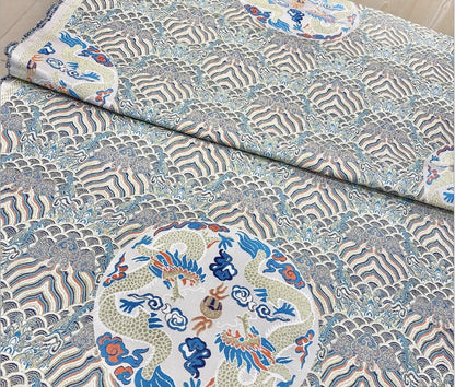 Dragon Sea Wave Brocade Fabric: Silk Rayon Jacquard (29.5"/75cm)