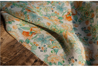 Floral Ramie Fabric: Soft Clothing & Home Textile, 55"W