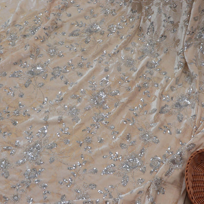 Tissu jacquard en velours brodé : matériau pour robe de bal de 140 cm de large