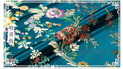 Tissu brocart de soie : motif floral de bégonia, tissu de mariage chinois