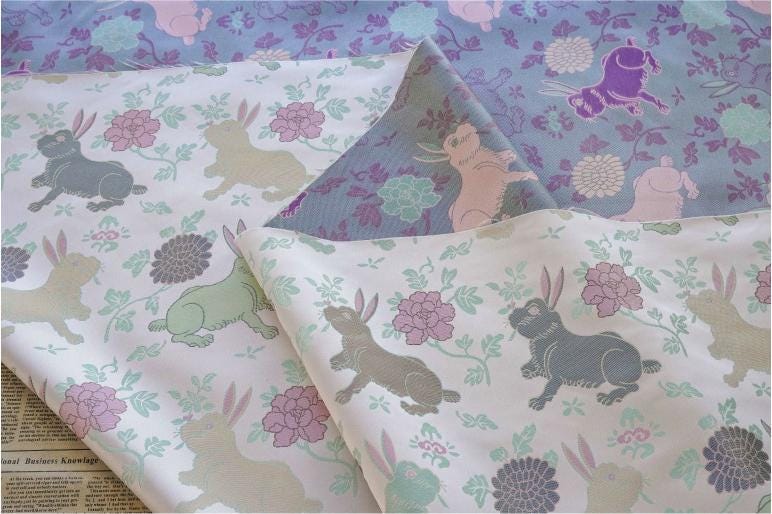 Rabbit Brocade Fabric: 59"W Chinese Cheongsam, Tibetan Robe Sewing