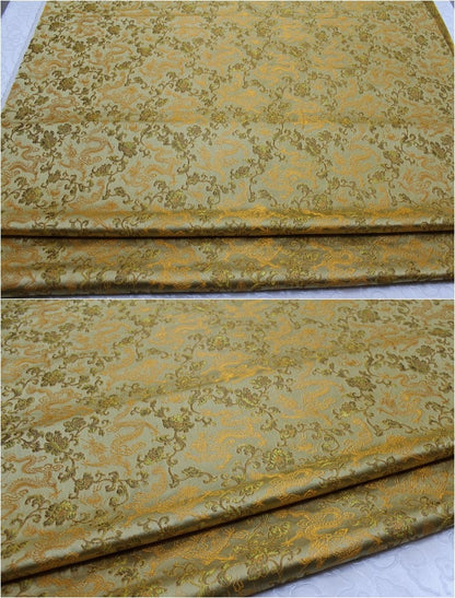 Dragon Flower Brocade Fabric: Multi-Color Silk Rayon Blend, 29.5" Wide