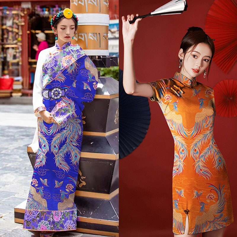 Phoenix Brocade Fabric: Chinese Mongolian Gown Robe, Rayon Jacquard (29.5" Wide)