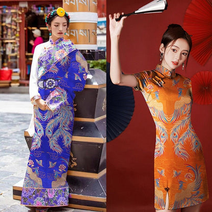 Phoenix Brocade Fabric: Chinese Mongolian Gown Robe, Rayon Jacquard (29.5" Wide)