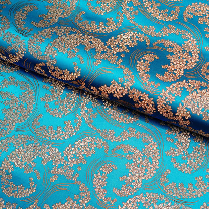 Silk Brocade Fabric: Moon Flower Design, 45" Wide - By The Meter