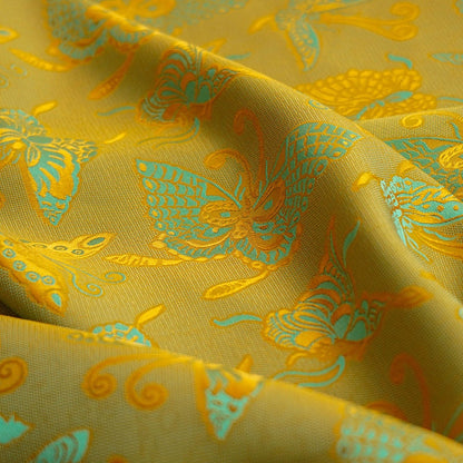 Butterfly Jacquard Rayon Fabric: Tea Silk Satin (By The Meter)