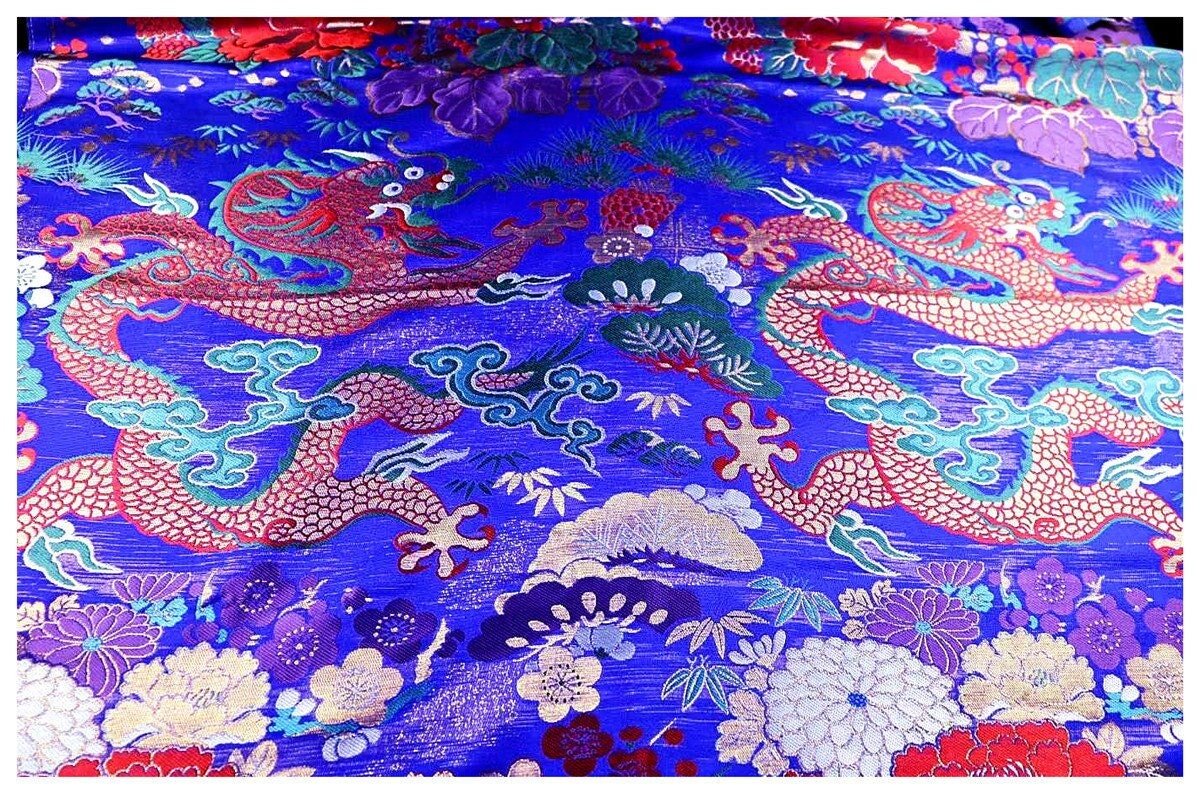Dragon Jacquard Satin Fabric: Silk Rayon Brocade, Costume Decor - Poppylollipop